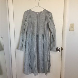 Silver lace midi dress